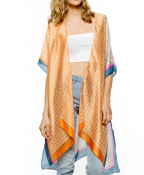 Multi Printed Silky Kimono