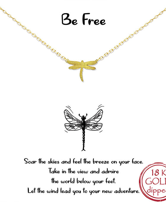 Be Free Brushed Dragonfly Necklace