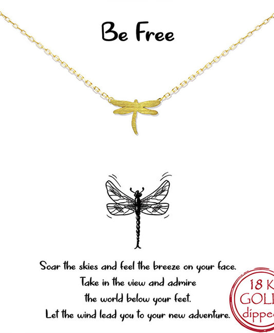 Be Free Brushed Dragonfly Necklace