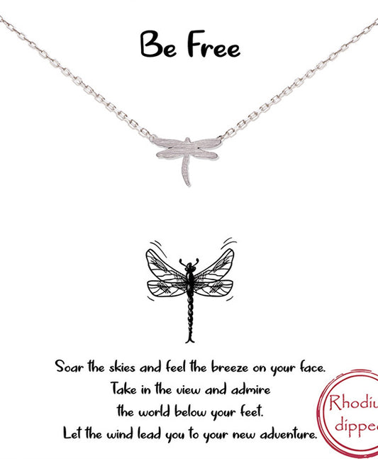 Be Free Brushed Dragonfly Necklace