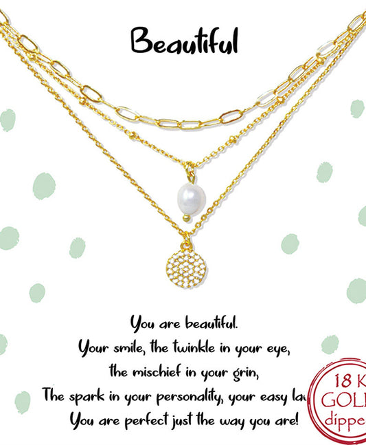 Pave Round & Pearl Layered Necklace