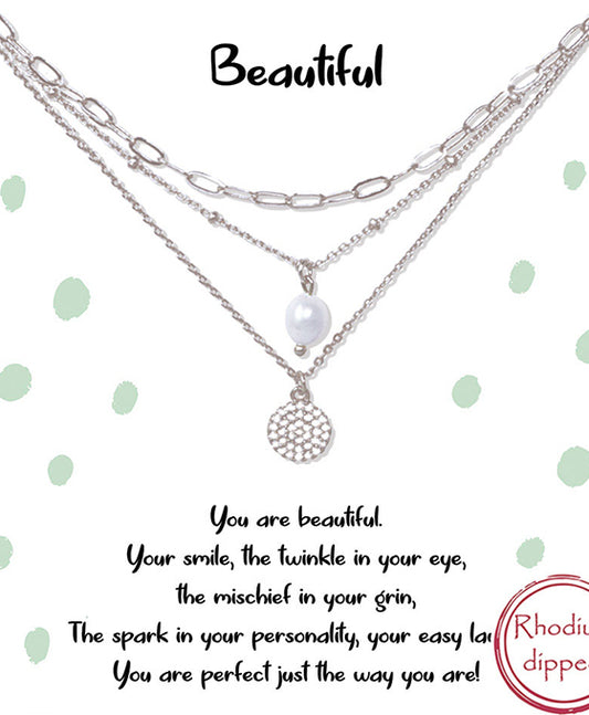 Pave Round & Pearl Layered Necklace