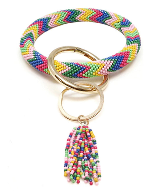 Seed Bead Bangle w/ Key Chain