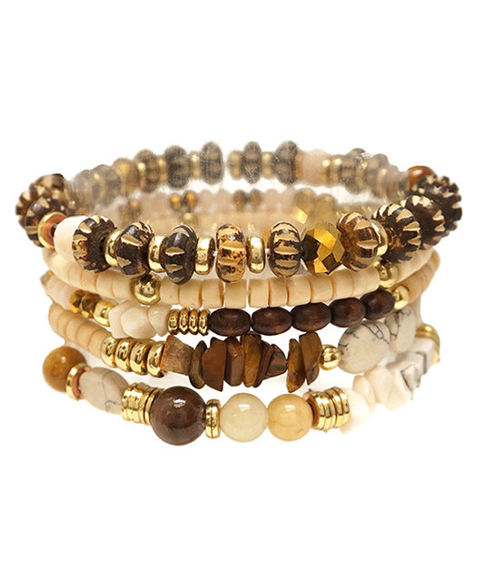 Semi Precious & Multi Beaded Stackable Bracelet
