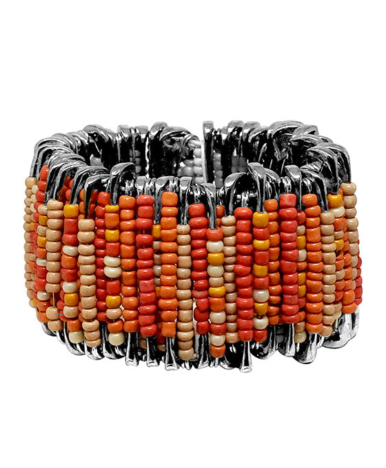 Safety Pin Seed Bead Stretch Bracelet