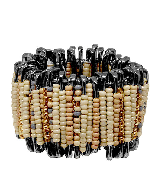 Safety Pin Seed Bead Stretch Bracelet