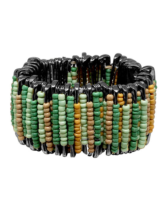 Safety Pin Seed Bead Stretch Bracelet