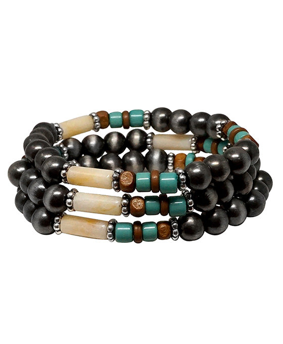 Western Navajo Beads 3 Layered Bracelet