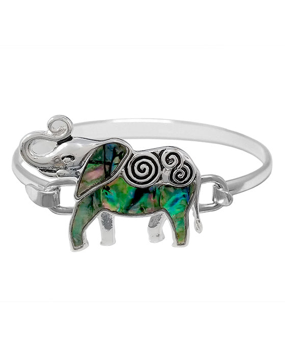 Elephant Swirl w/ Abalone Wire Bangle