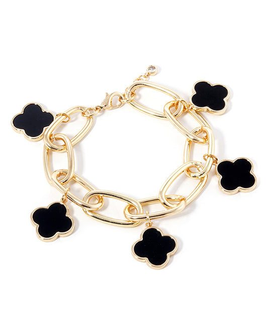 Gold Dipped Five Clover Chain Bracelet