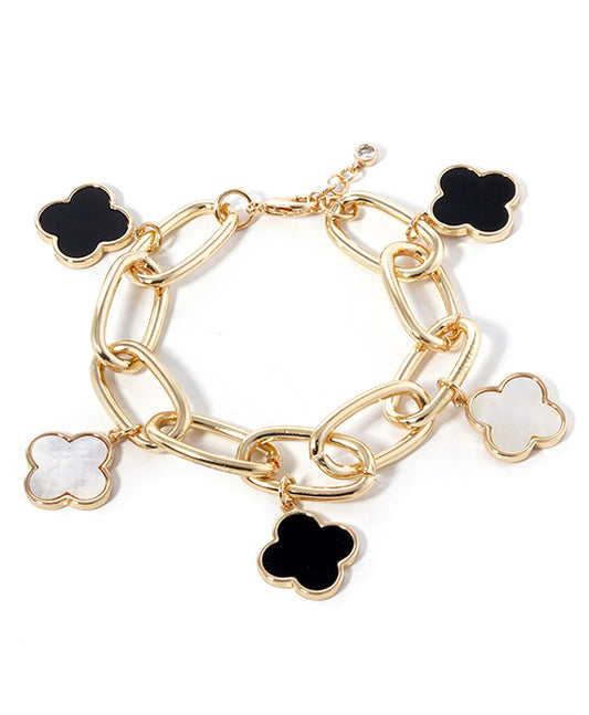 Gold Dipped Five Clover Chain Bracelet