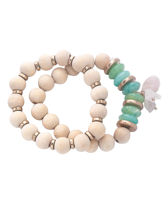 Wood & Stone Stretch Bracelet