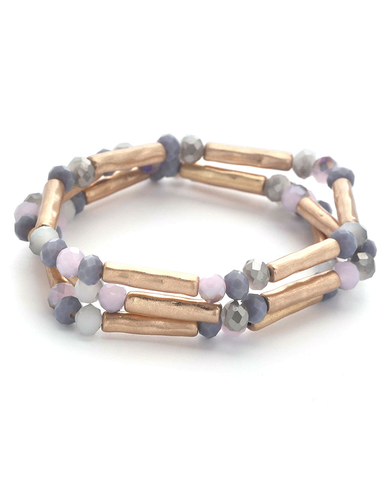 Pipe & Glass Bead Stretch Bracelet