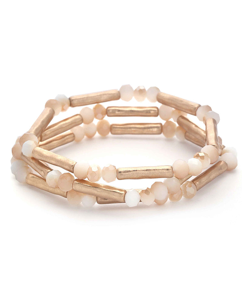 Pipe & Glass Bead Stretch Bracelet