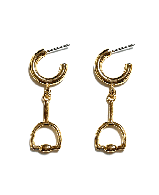 Horsebit Drop Hoop Earring
