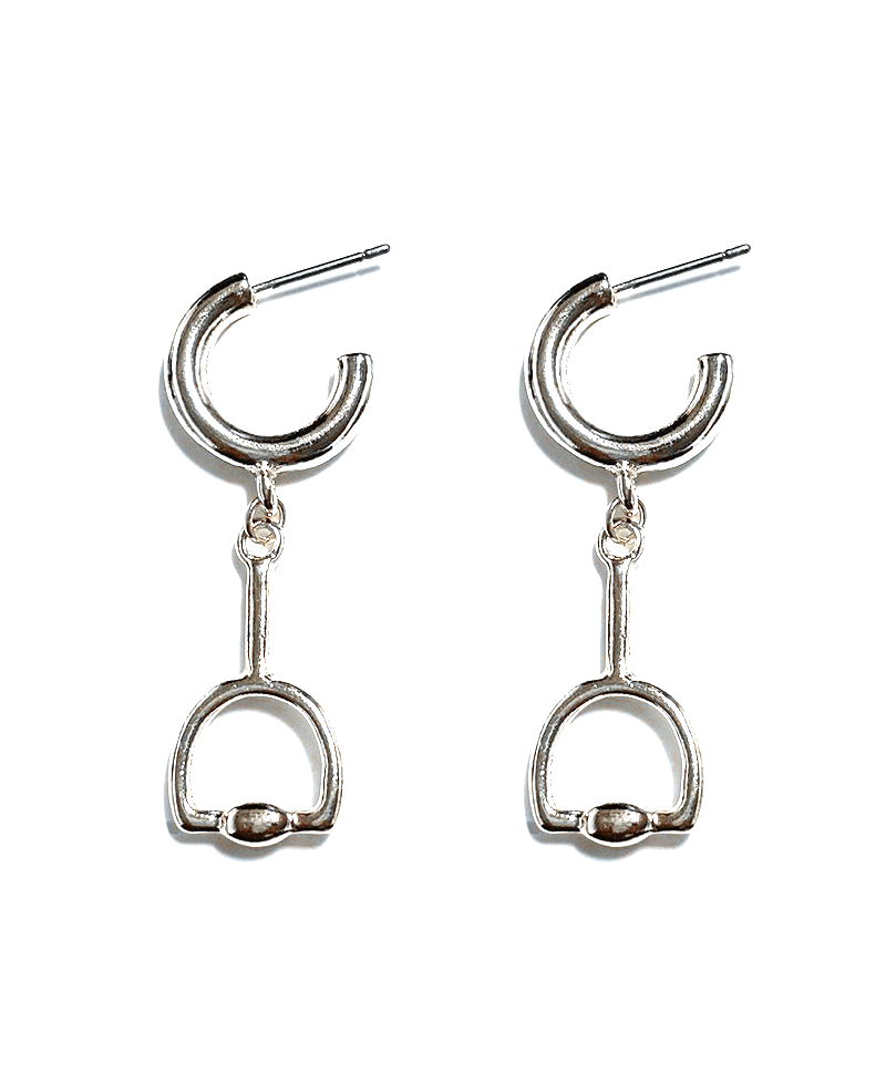 Horsebit Drop Hoop Earring