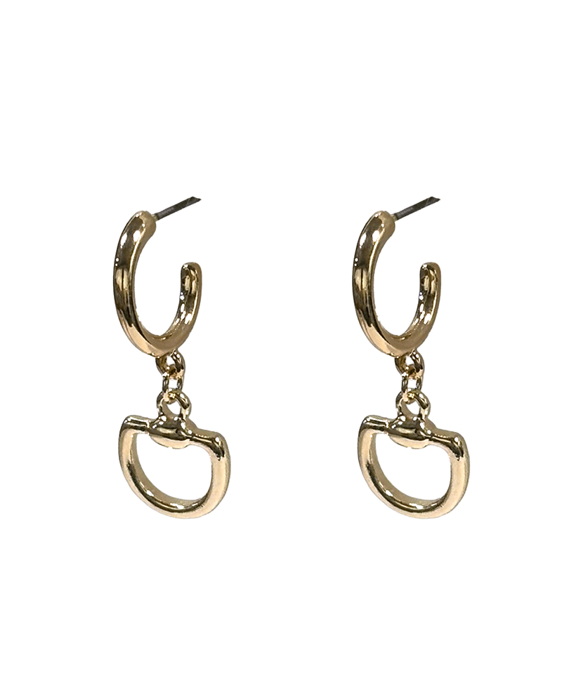 Horsebit Drop Hoop Earring
