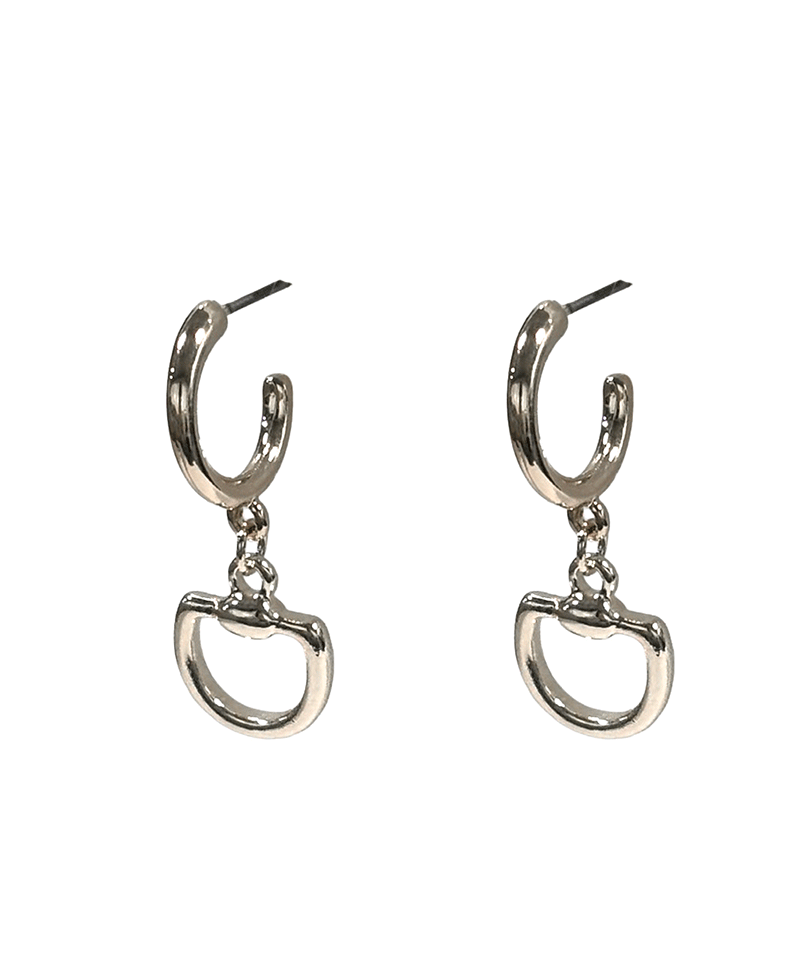 Horsebit Drop Hoop Earring