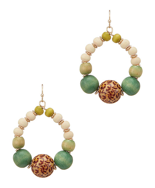 Animal Printed Color Wood Bead Earring