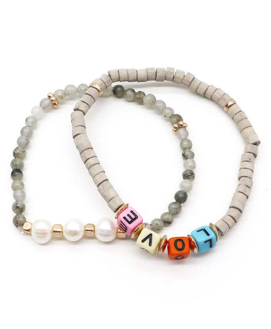 Multi Bead Letter Bracelet