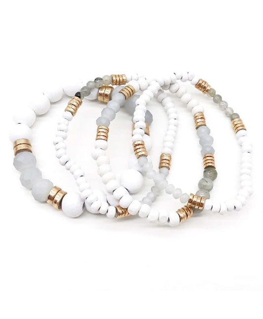 Multi Natural Stone & Wood Beads Bracelet