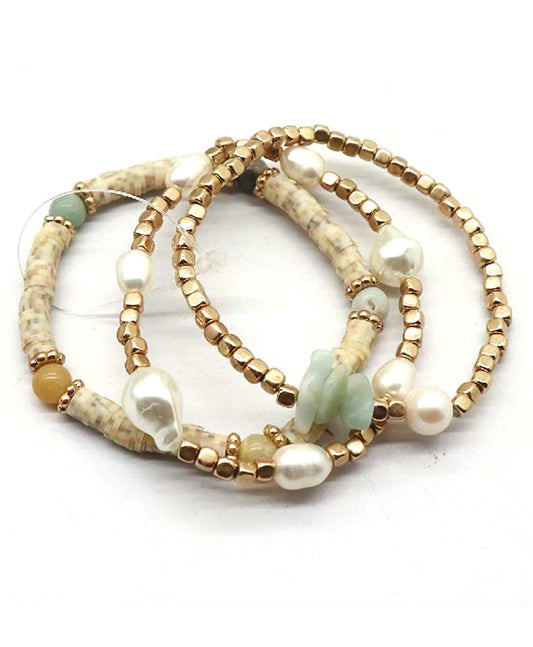 Heishi Beads w/ Pearl Bracelet