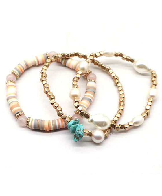 Heishi Beads w/ Pearl Bracelet