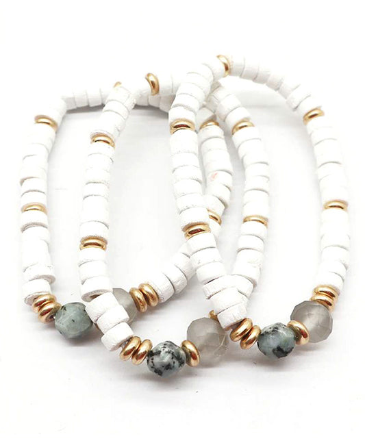 Wood & Natural Stone Beads Bracelet