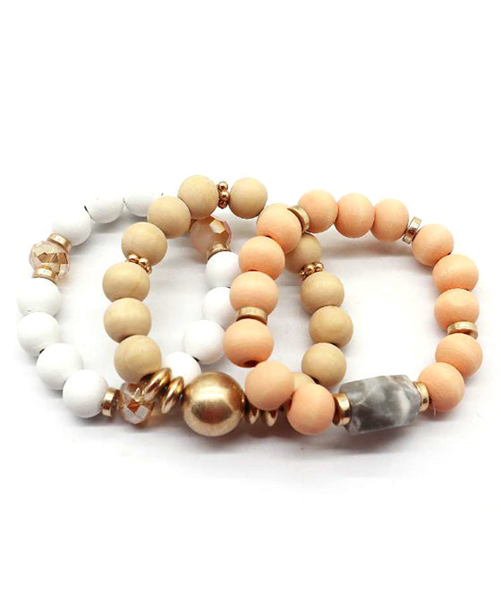 Wood Beads Stretch Bracelet