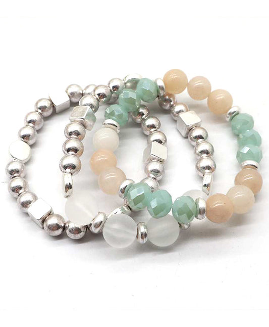 Glass & Metal Beads Bracelet
