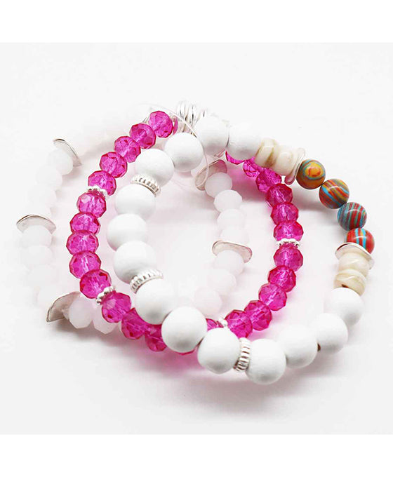 Multi Wood & Stone & Glass Bead Bracelet