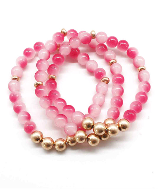 Glass & Metal Ball Beads Bracelet