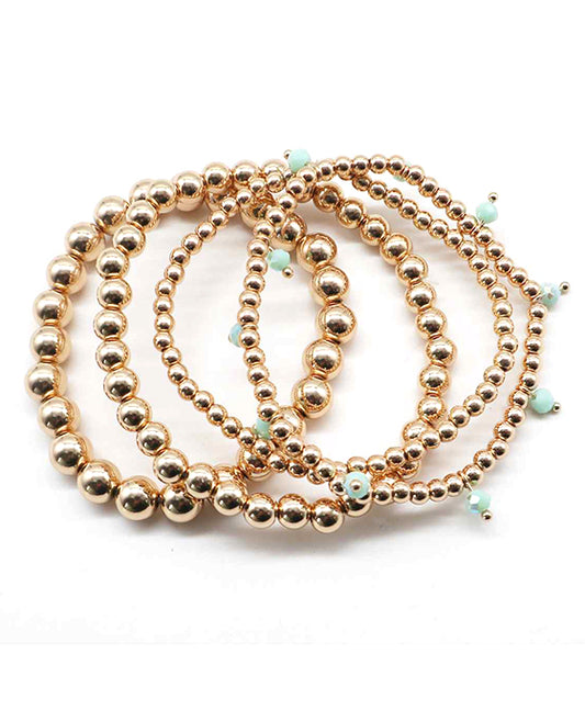 Metallic Beads w/ Stone Bracelet