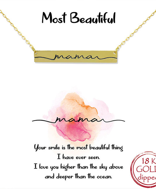 Mama Engraved Bar Necklace