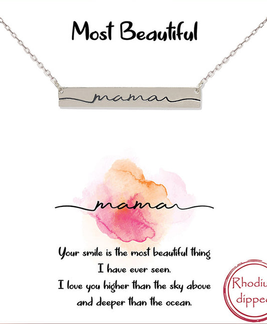Mama Engraved Bar Necklace