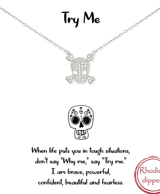 Pave CZ Skull Necklace