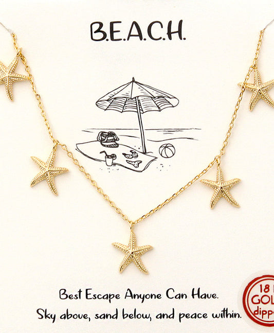 Five Starfish Necklace