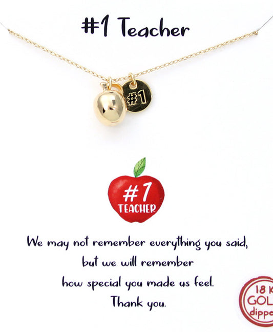 Apple & #1 Disk Pendant Necklace