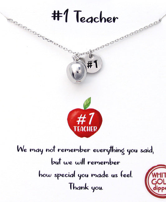 Apple & #1 Disk Pendant Necklace