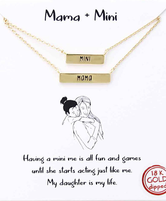 Mama & Mini Word Bar Necklace