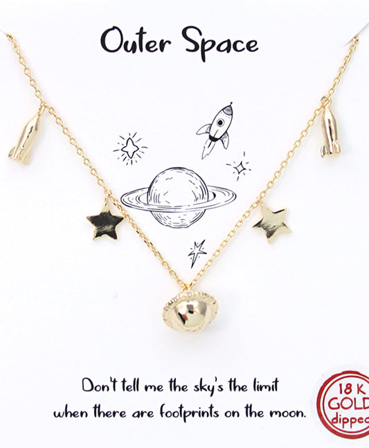 Saturn & Rocket & Star Necklace