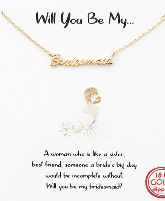 Bridesmaid Word Necklace
