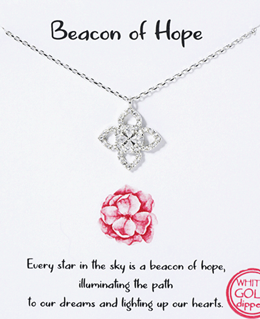 Four Leaves Flower Pendant CZ Necklace