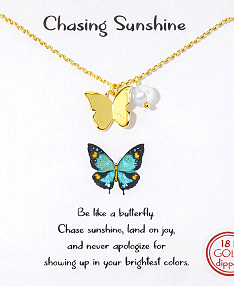 Butterfly & Pearl Necklace