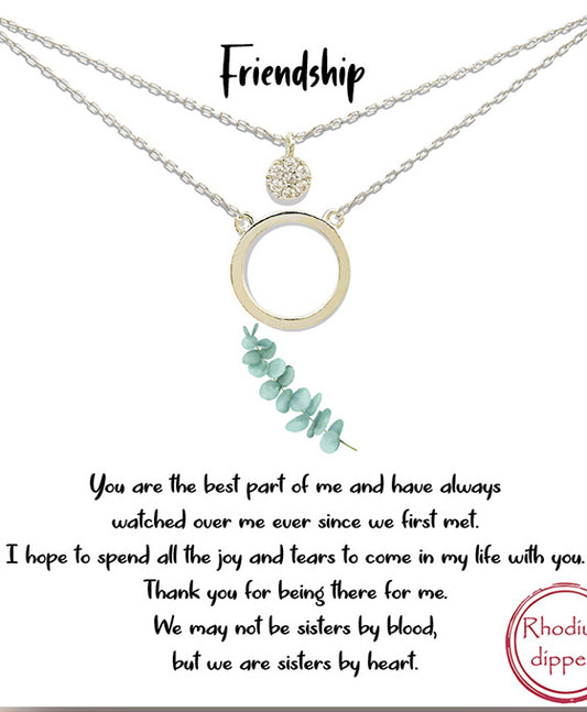 Open Circle & Pave CZ Duble Layer Necklace