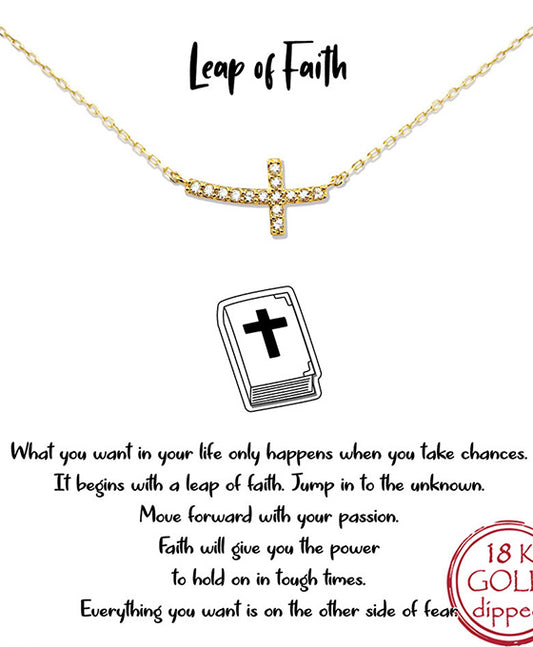 Sideways Cross Pave CZ Necklace
