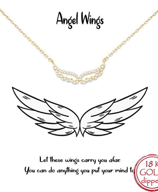 CZ Hollow Angel Wing Necklace