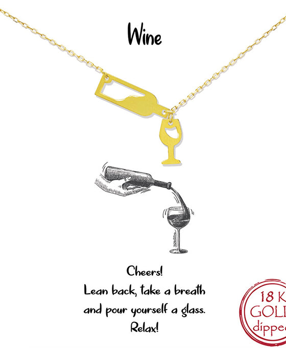 Wine Bottle & Glass Necklace
