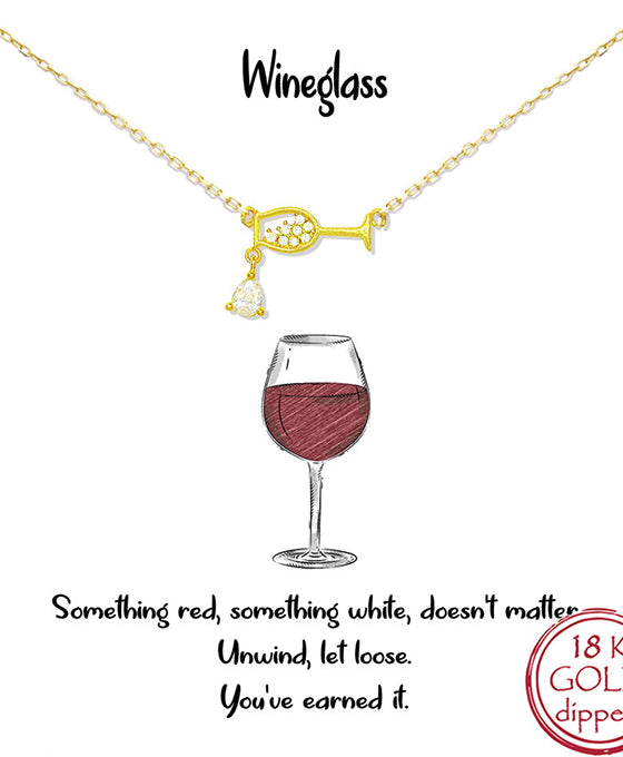 CZ Wine Bottle & Glass Necklace
