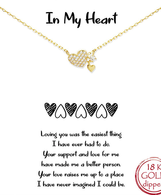 Pave CZ Heart Charm Necklace